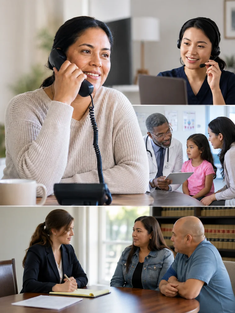 Person smiling on the phone with a PACE interpreter